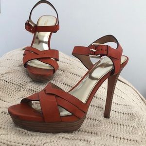 COACH LEATHER HEELS SHOES ORANGE